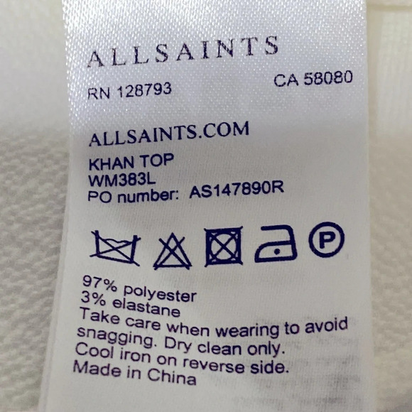 All Saints Cream Cold Shoulder Khan Blouse Top Size M - Picture 8 of 8